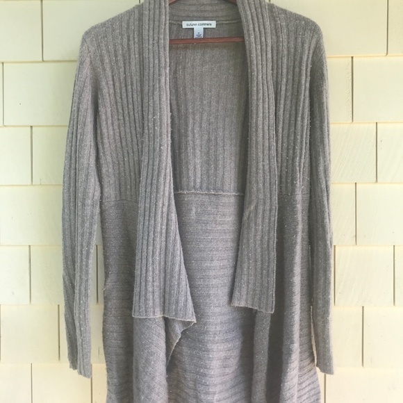 Autumn Cashmere Rib Drape Cardigan in Oatmeal - Picture 2 of 7